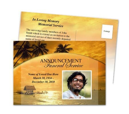 Island Funeral Announcement Template - The Funeral Program Site