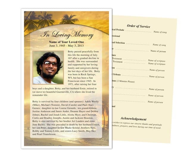 Island Funeral Flyer Template - The Funeral Program Site