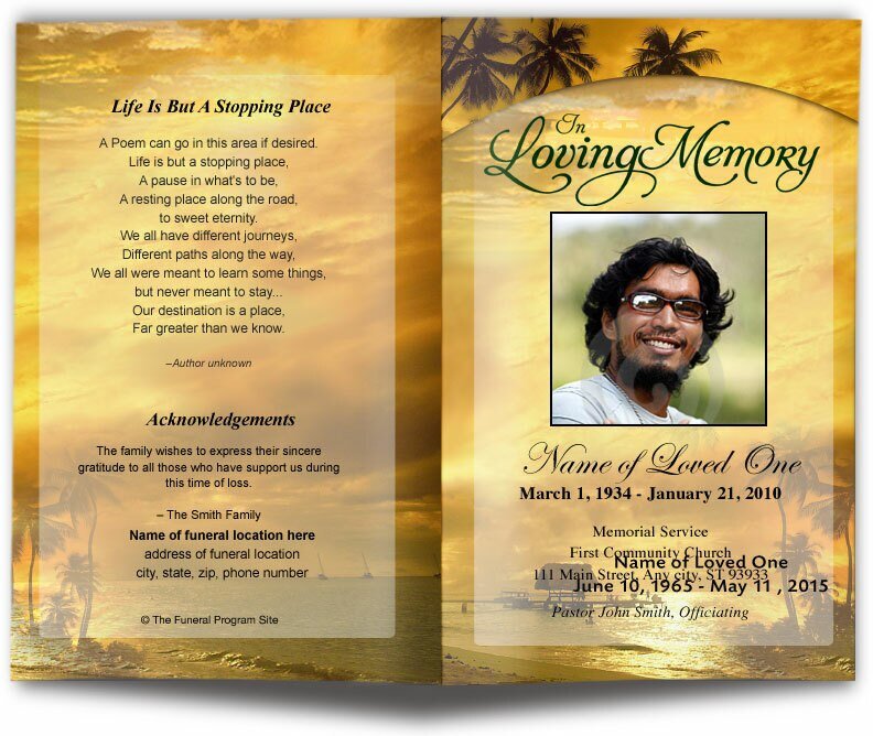 Island Funeral Program Template - The Funeral Program Site