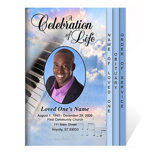 Ivory 8 - Sided Funeral Graduated Program Template - The Funeral Program Site