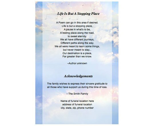 Ivory 8 - Sided Funeral Graduated Program Template - The Funeral Program Site