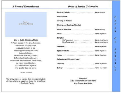 Ivory 8 - Sided Funeral Graduated Program Template - The Funeral Program Site