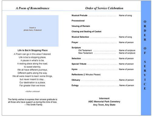 Ivory 8 - Sided Funeral Graduated Program Template - The Funeral Program Site