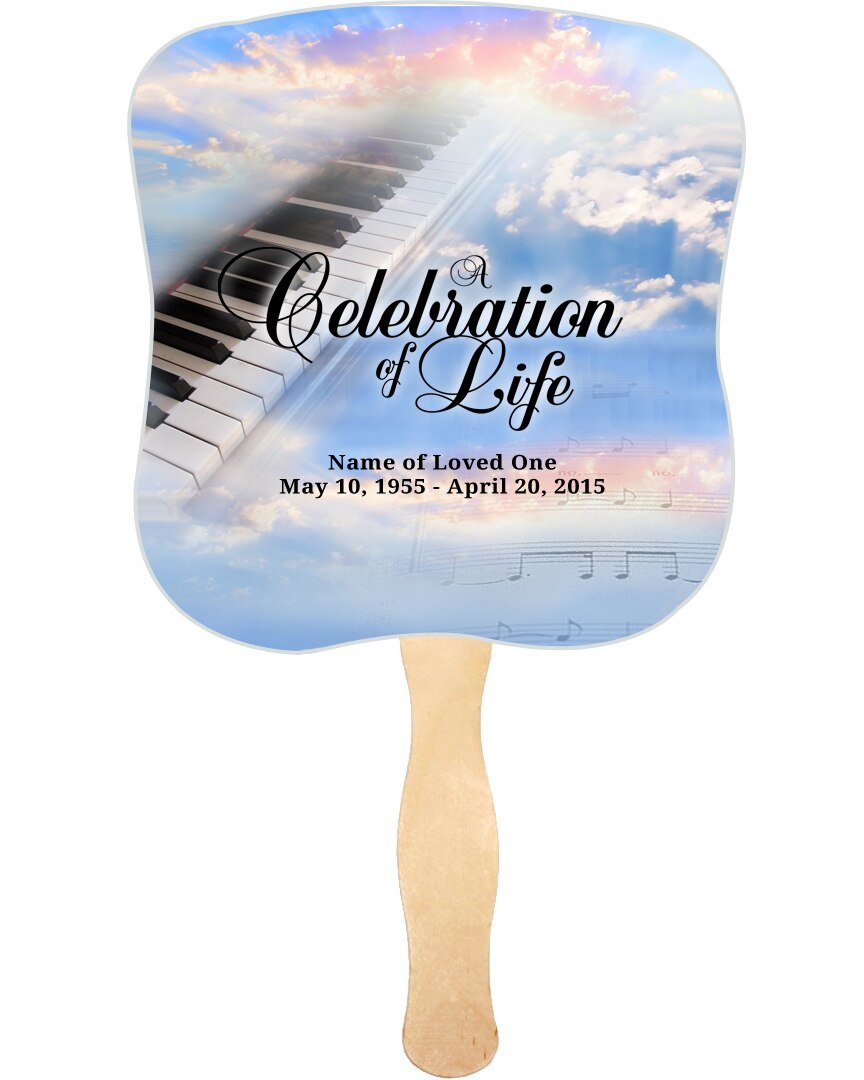 Ivory Cardstock Memorial Fan With Wooden Handle (Pack of 10) - The Funeral Program Site