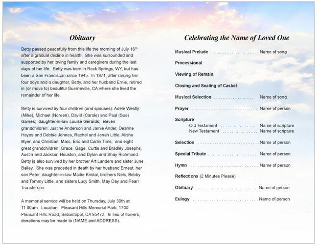 Ivory Funeral Program Template - The Funeral Program Site