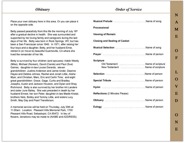 Jewish 4 - Sided Graduated Funeral Program Template - The Funeral Program Site