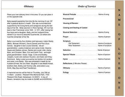 Jewish 4 - Sided Graduated Funeral Program Template - The Funeral Program Site