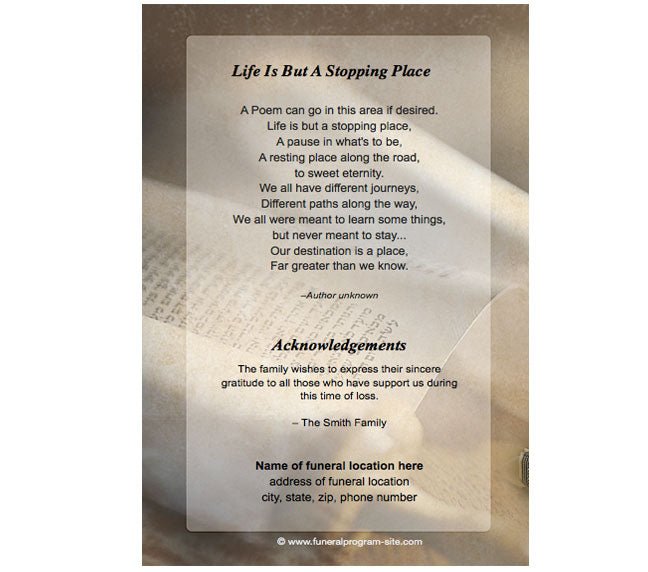 Jewish 4 - Sided Graduated Funeral Program Template - The Funeral Program Site