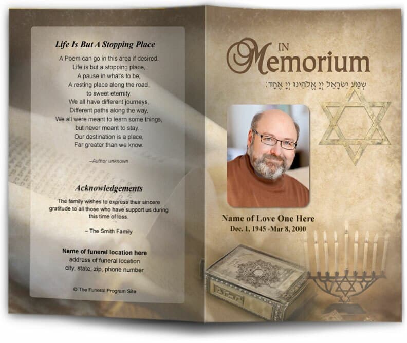 Jewish Funeral Program Template - The Funeral Program Site