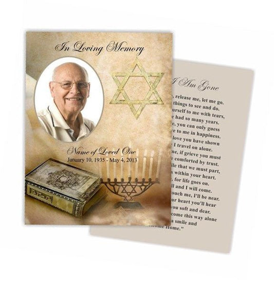 Jewish Small Memorial Card Template - The Funeral Program Site