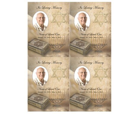 Jewish Small Memorial Card Template - The Funeral Program Site