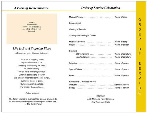 Joyful 8 - Sided Graduated Program Template - The Funeral Program Site