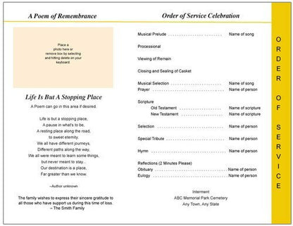 Joyful 8 - Sided Graduated Program Template - The Funeral Program Site