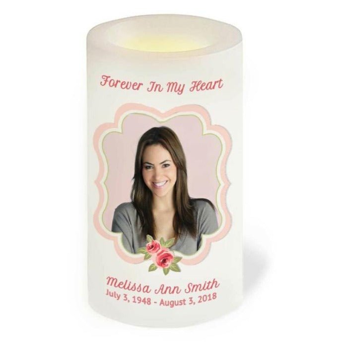 Karissa Flameless LED Personalized Memorial Candle - The Funeral Program Site