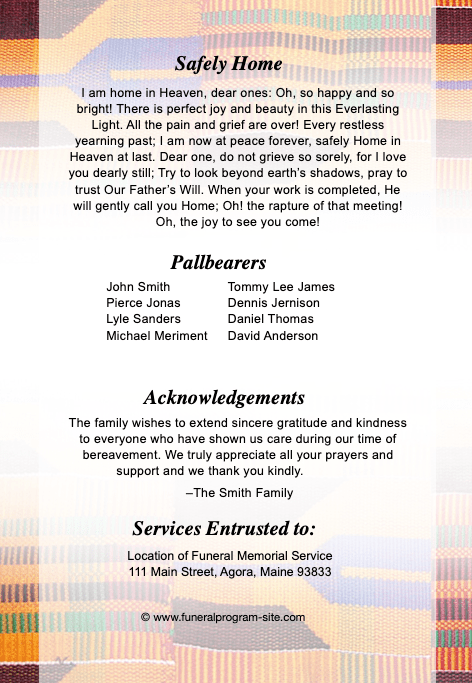 Kente 4 - Sided Graduated Funeral Program Template - The Funeral Program Site