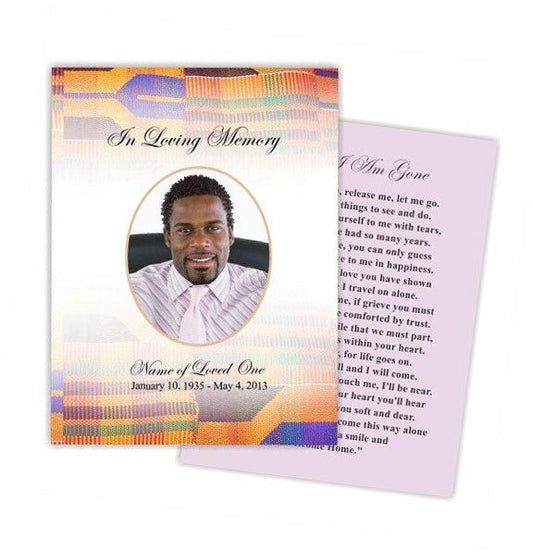 Kente Flat Card Template - The Funeral Program Site