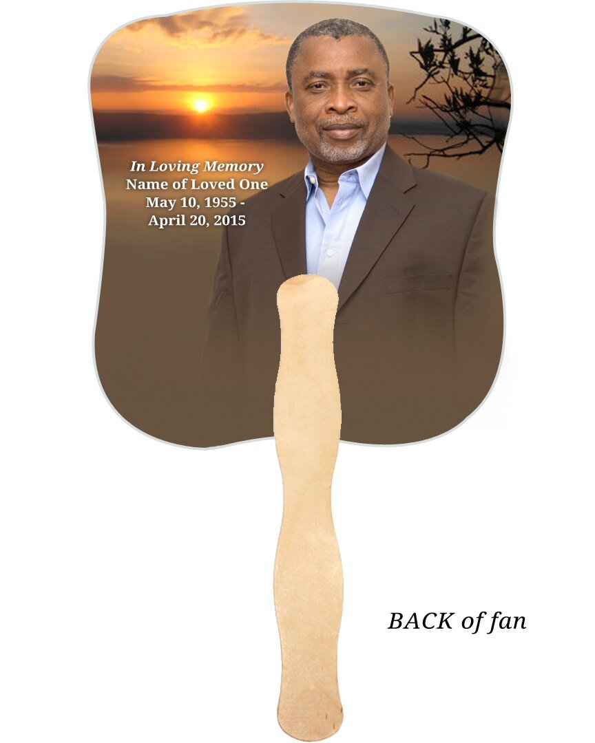 Kenya Cardstock Memorial Fan With Wooden Handle (Pack of 10) - The Funeral Program Site