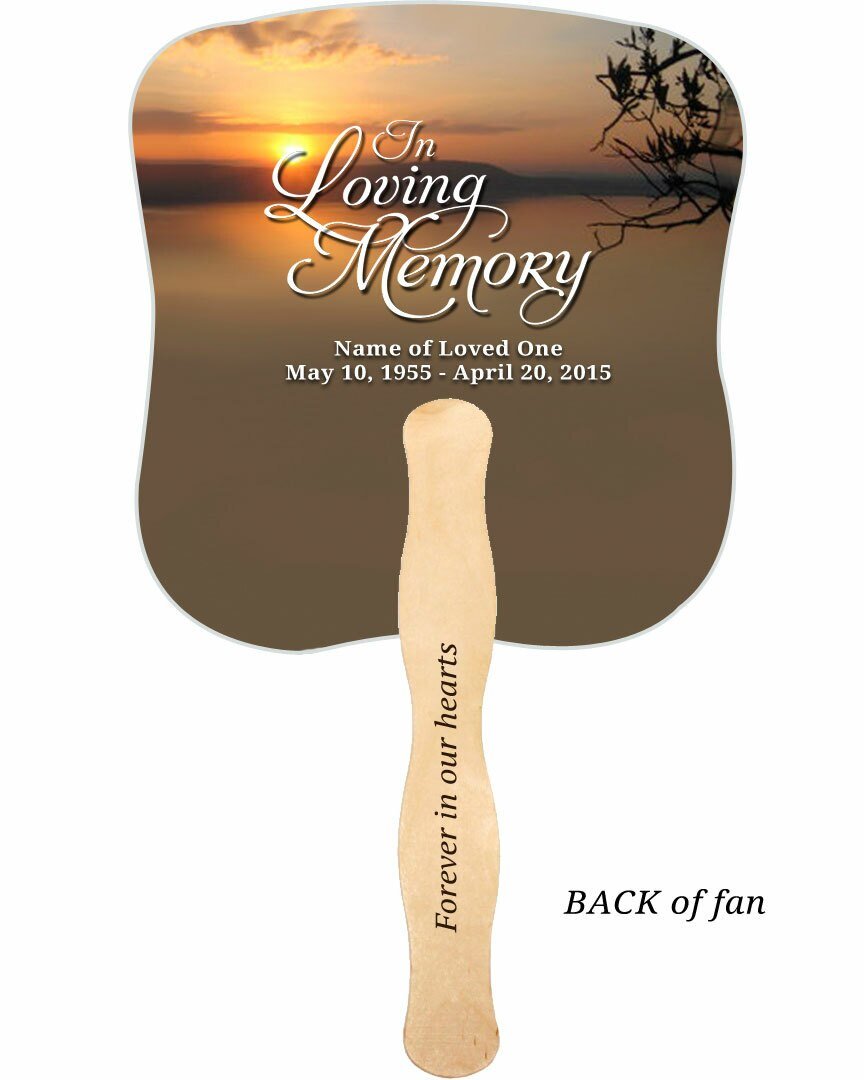 Kenya Cardstock Memorial Fan With Wooden Handle (Pack of 10) - The Funeral Program Site