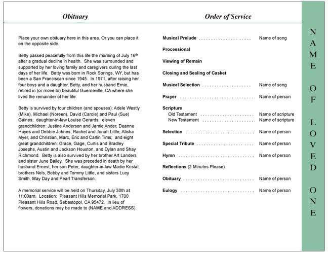 Kwanzaa 4 - Sided Graduated Funeral Program Template - The Funeral Program Site