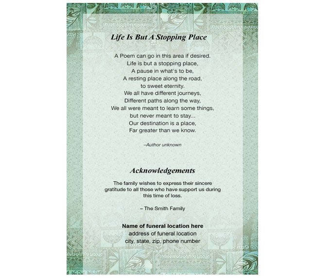 Kwanzaa 4 - Sided Graduated Funeral Program Template - The Funeral Program Site