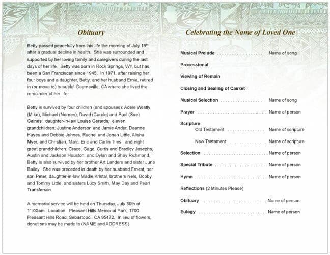 Kwanzaa Funeral Program Template - The Funeral Program Site