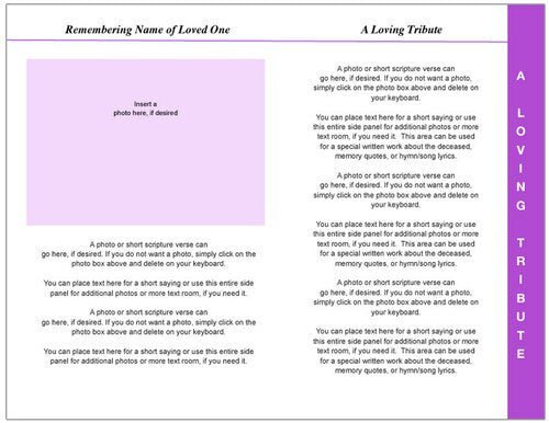 Lavender 8 - Sided Funeral Graduated Program Template - The Funeral Program Site