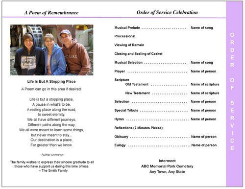 Lavender 8 - Sided Funeral Graduated Program Template - The Funeral Program Site