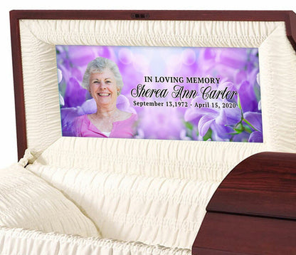 Lavender Flowers Custom Casket Head Panel Insert - The Funeral Program Site