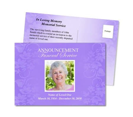 Lavender Funeral Announcement Template - The Funeral Program Site