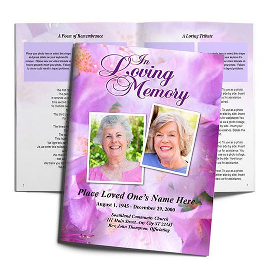 Lavender Funeral Booklet Template - The Funeral Program Site