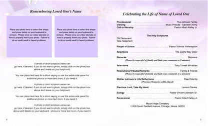 Lavender Funeral Booklet Template - The Funeral Program Site