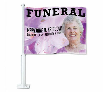 Lavender Funeral Car Flag and Pole - The Funeral Program Site