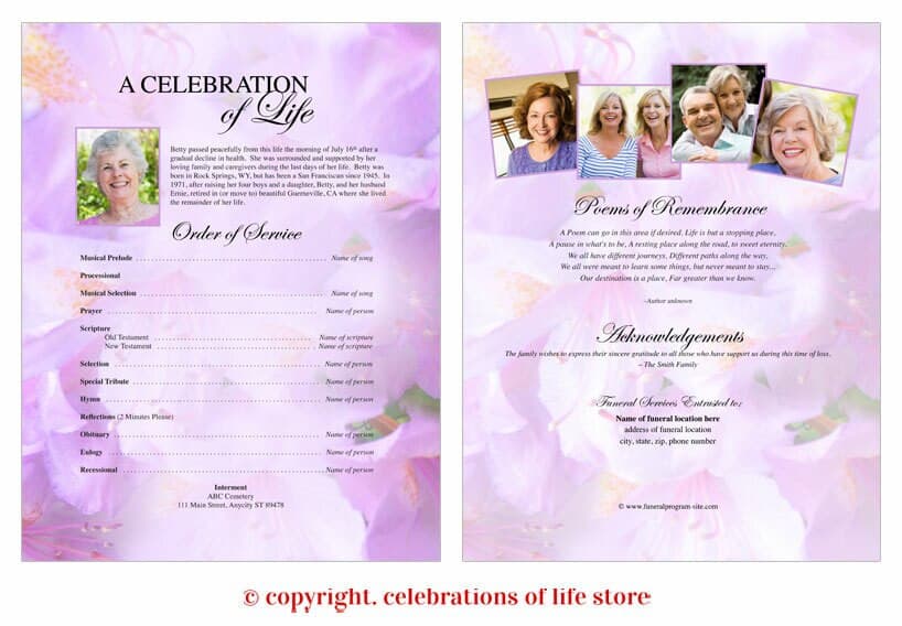 Lavender Funeral Flyer Template - The Funeral Program Site