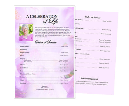 Lavender Funeral Flyer Template - The Funeral Program Site