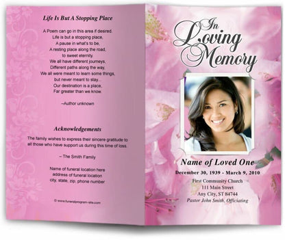 Lavender Funeral Program Template - The Funeral Program Site