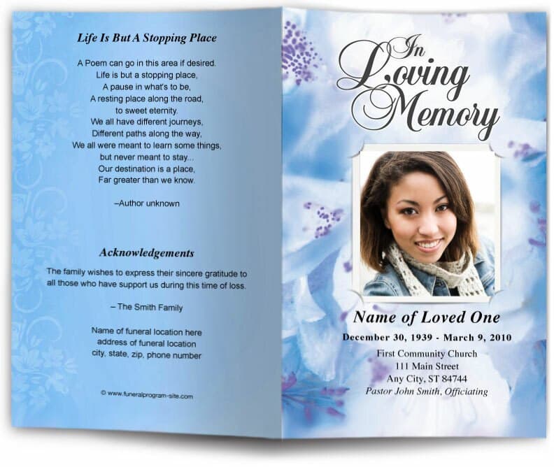 Lavender Funeral Program Template - The Funeral Program Site