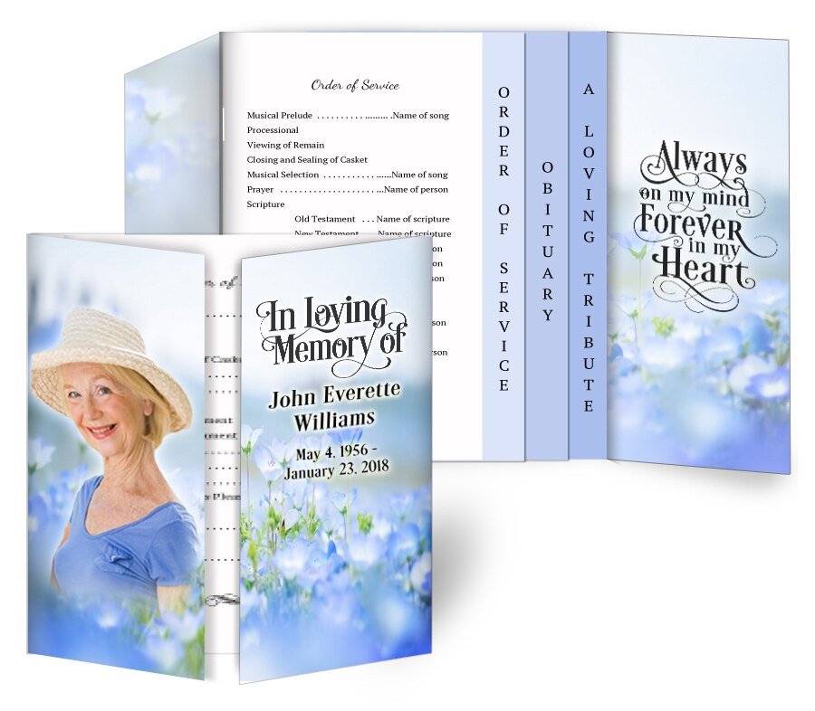 Lavender Gatefold - Graduated Combo Funeral Program Design & Print (Pack of 50) - The Funeral Program Site