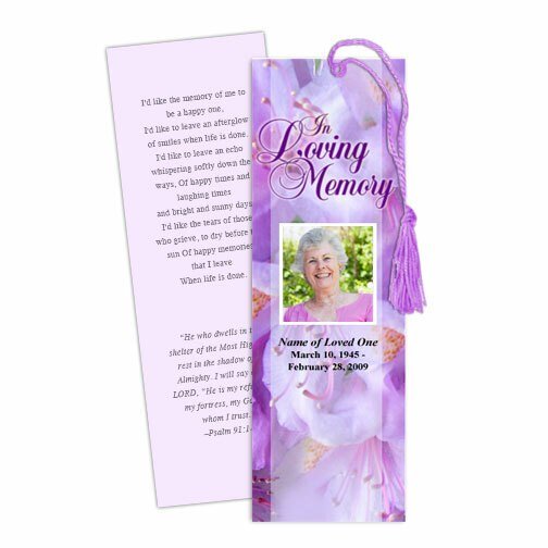 Lavender Memorial Bookmark Template - The Funeral Program Site