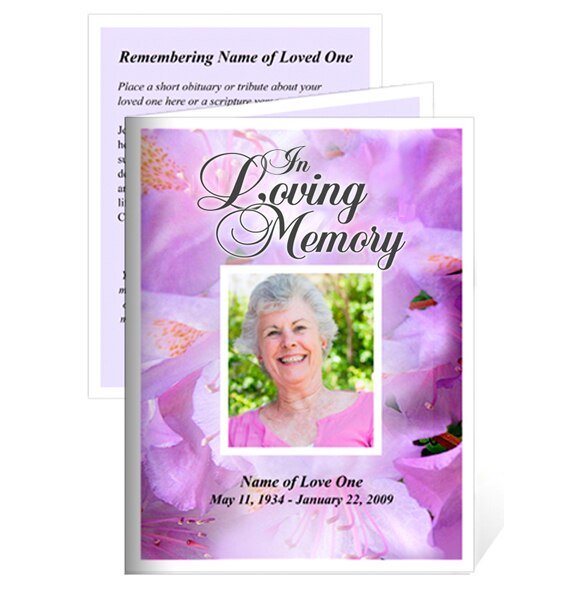 Lavender Small Memorial Card Template - The Funeral Program Site