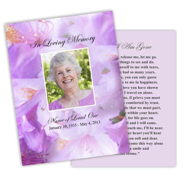 Lavender Small Memorial Card Template - The Funeral Program Site