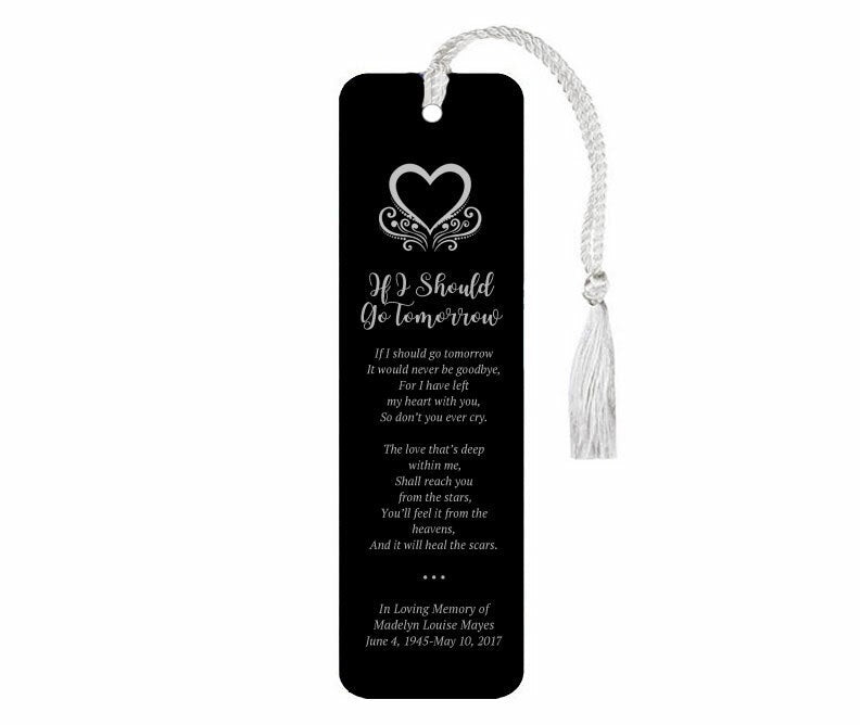 Leatherette Memorial Poem Bookmark If I Should Go Tomorrow - The Funeral Program Site