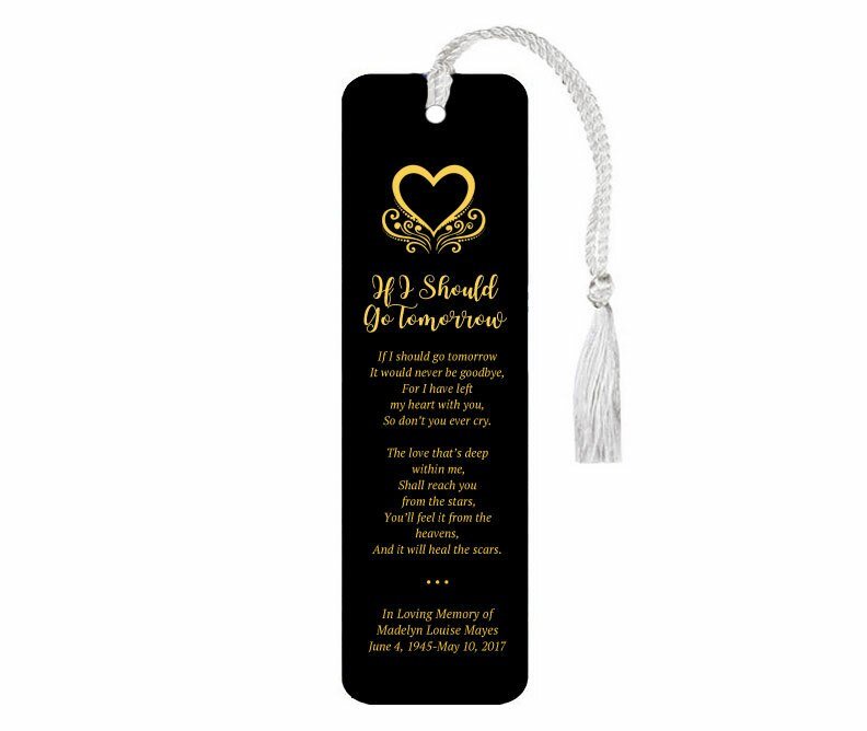 Leatherette Memorial Poem Bookmark If I Should Go Tomorrow - The Funeral Program Site