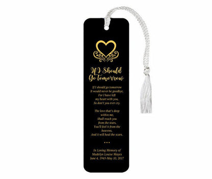 Leatherette Memorial Poem Bookmark If I Should Go Tomorrow - The Funeral Program Site