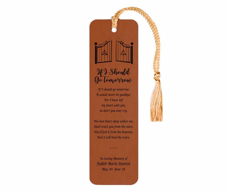 Leatherette Memorial Poem Bookmark If I Should Go Tomorrow - The Funeral Program Site