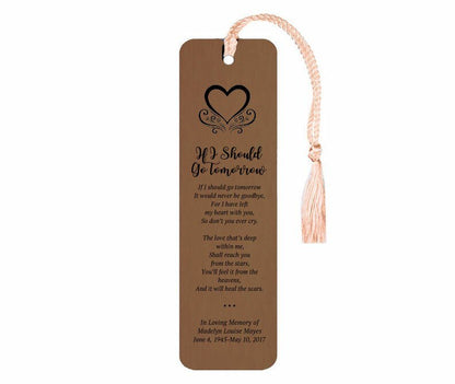 Leatherette Memorial Poem Bookmark If I Should Go Tomorrow - The Funeral Program Site