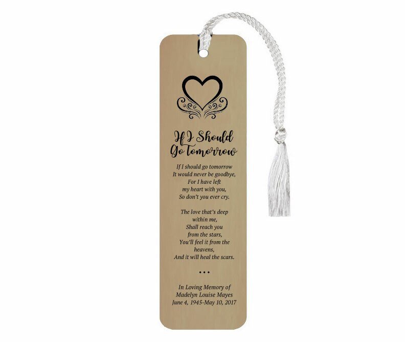 Leatherette Memorial Poem Bookmark If I Should Go Tomorrow - The Funeral Program Site