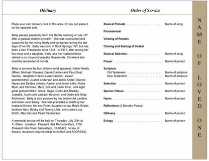 Legacy 4 - Sided Graduated Funeral Program Template - The Funeral Program Site