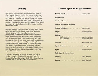 Legacy Funeral Program Template - The Funeral Program Site