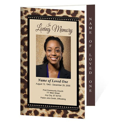 Leopard 4 - Sided Graduated Funeral Program Template - The Funeral Program Site