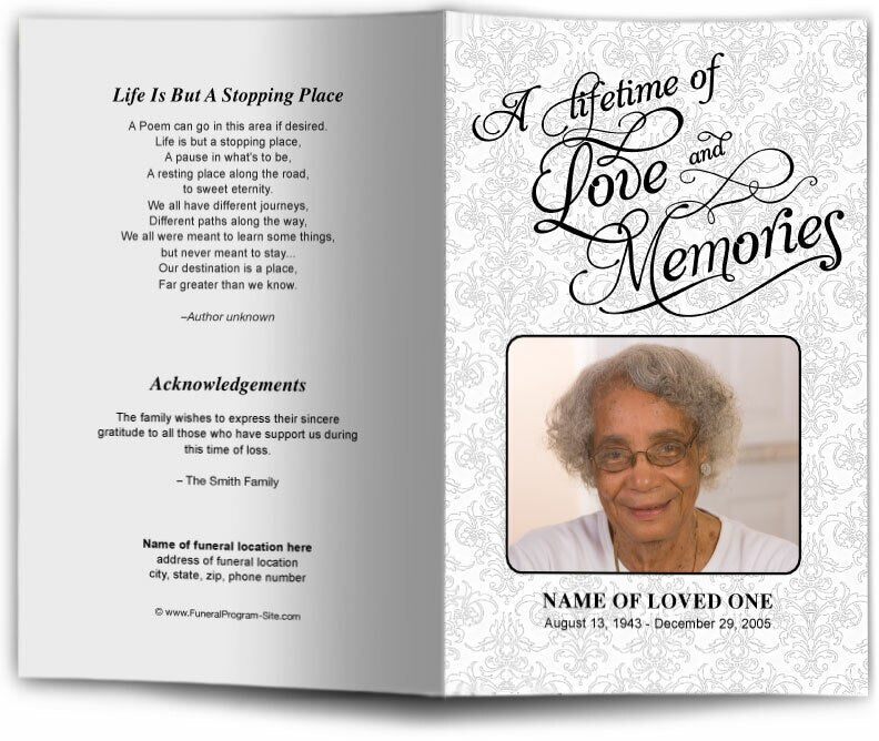 Lifetime Funeral Program Template - The Funeral Program Site